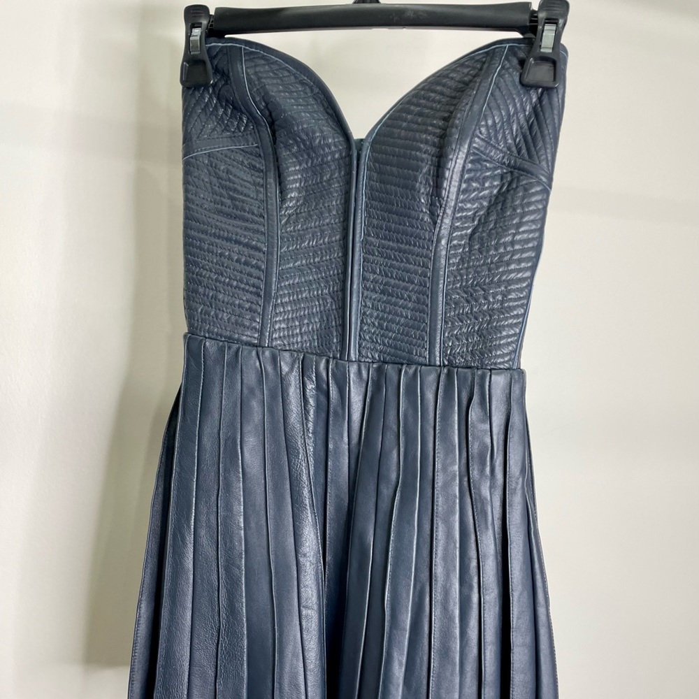 Leather bustier minidress never worn Grey blue